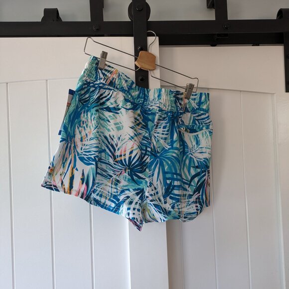 🌸 OP Ocean Pacific Board Shorts w/ Pockets & Zippers in Tropical Blue Palm NWT - Picture 4 of 8